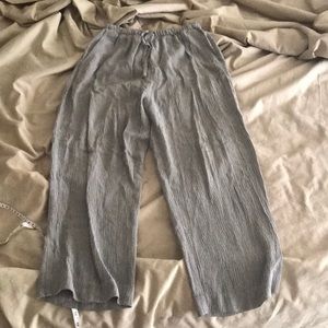 Eileen Fisher Grey & Navy striped pants EUC